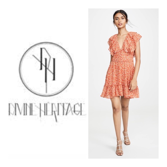 DEVINE HERITAGE NWT Short Sleeve Ruffle Dress in Strawberry Ditzy Floral - Picture 2 of 8